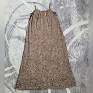 Joe Fresh Brown Maxi Dress with Black Dot Print Size S/M